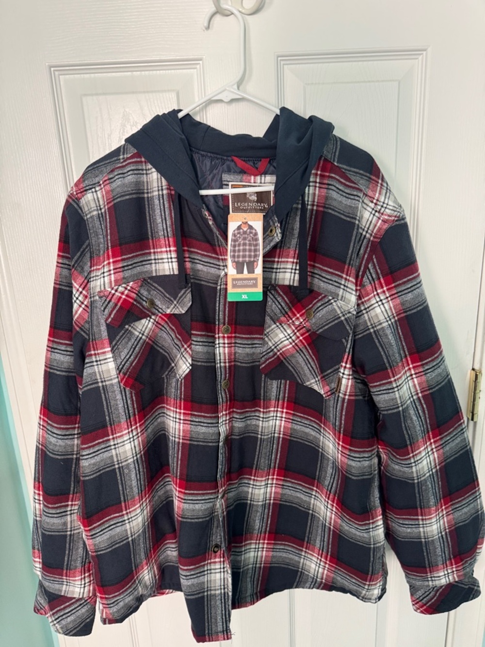 NWT! Legendary outfitters Men's Plaid Hooded Cotton Flannel shirt/jacket